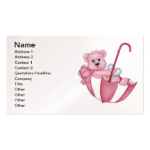 Oso de peluche rosado en tarjetas de visita del pa