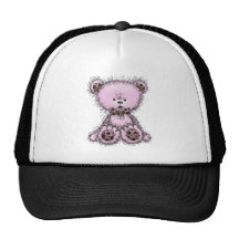 Oso de peluche rosado gorros bordados