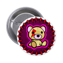 oso de peluche rosado lindo en estilo de la roca pins