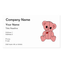 Oso de peluche rosado lindo y feliz tarjeta de visita
