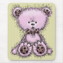Oso de peluche rosado tapete de raton