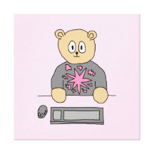 Oso del jugador del videojuego impresion de lienzo