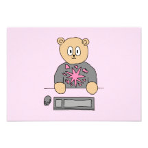 Oso del jugador del videojuego invitacion personal 