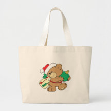 Oso del navidad como presente bolsa lienzo