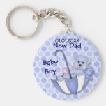 Oso del paraguas - nuevo papá - muchacho llavero personalizado