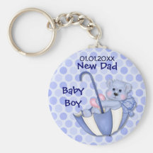 Oso del paraguas - nuevo papá - muchacho llavero personalizado