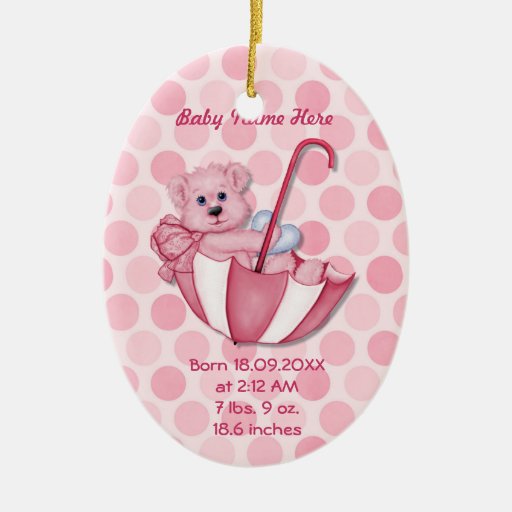 Oso del paraguas - rosa - personalice ornamentos para reyes magos