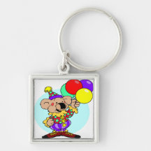 Oso del payaso que sostiene los globos llavero