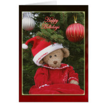Oso feliz del día de fiesta tarjetas