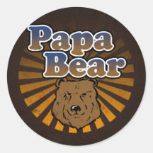 Oso fresco de la papá, Brown/azul/regalo del papá  Etiquetas