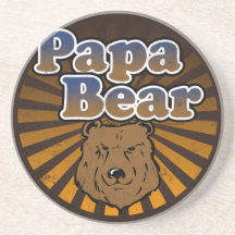 Oso fresco de la papá, Brown/azul/regalo del papá  Posavasos Personalizados