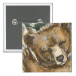 Oso grizzly Cub y tocón de árbol Pins