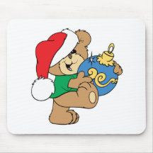 Oso lindo con el ornamento del navidad alfombrilla de raton
