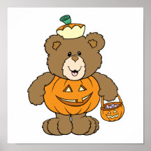 Oso lindo de la calabaza poster