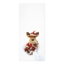 Oso lindo de Santa en la señal de la nieve Tarjeta Publicitaria A Todo Color