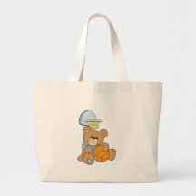 Oso lindo del baloncesto bolsa lienzo