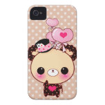 Oso lindo del chocolate con los globos en forma de Case-Mate iPhone 4 fundas