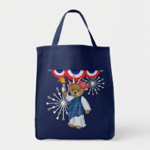 Oso patriótico de la libertad bolsas lienzo