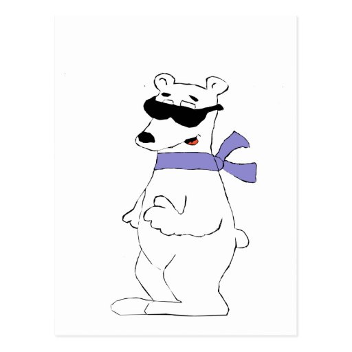 Oso polar del dibujo animado en bufanda y sombras postal de Zazzle. Oso polar del dibujo animado en bufanda y sombras postal de Zazzle.