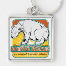 Oso polar del rescate animal llaveros personalizados