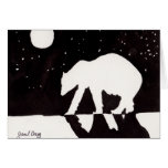 Oso polar en la noche en el Océano ártico Felicitación