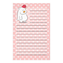 Oso polar lindo con el fondo del modelo de lunares papelería de diseño