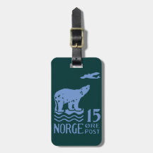 Oso polar noruego 1925 etiqueta para equipaje