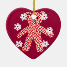 Oso rojo y blanco de Bearzy con los copos de nieve Ornamentos De Reyes