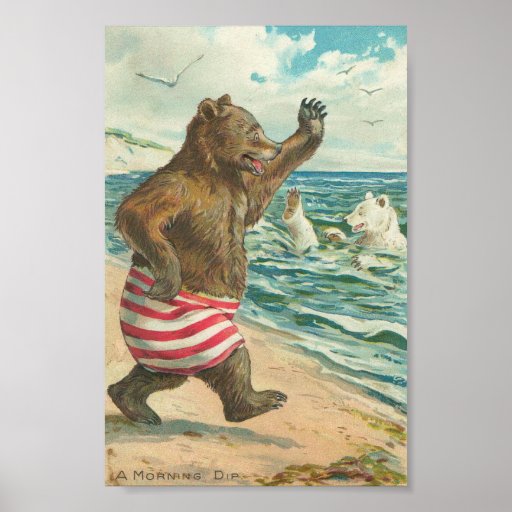 Osos divertidos del vintage poster