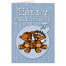 osos felices del aniversario - 39 años tarjetas