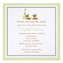 Osos gemelos del bebé invitacion personal 