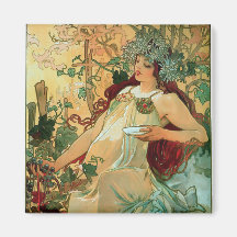 Otoño del ~ de Nouveau del arte de Alfonso Mucha Imán