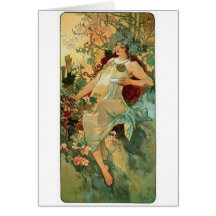 Otoño del ~ de Nouveau del arte de Alfonso Mucha Felicitaciones