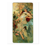 Otoño del ~ de Nouveau del arte de Alfonso Mucha Tarjeta Postal