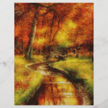 Otoño - por un pequeño puente - pintura tarjetón