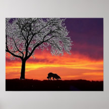 Ovejas en el poster del border collie del horizont
