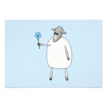 Ovejas en fondo azul invitación personalizada