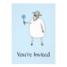 Ovejas en fondo azul invitacion personalizada