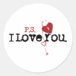 P.S. Te amo Etiqueta Redonda