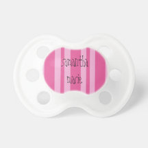 Pacificador rayado rosado personalizado del bebé