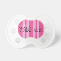 Pacificador rayado rosado personalizado del bebé