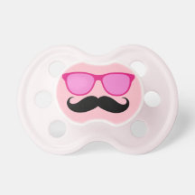 Pacificador rosado del bebé del bigote de las gafa