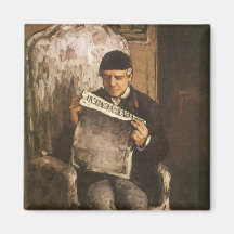 Padre de la lectura por Cezanne, bella arte del ar Iman De Nevera