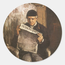 Padre de la lectura por Cezanne, bella arte del ar Etiqueta