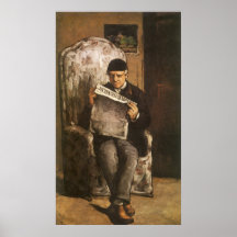 Padre de la lectura por Cezanne, bella arte del ar Poster