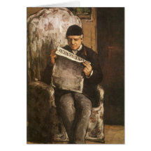 Padre de la lectura por Cezanne, bella arte del ar Tarjeta
