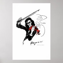 Paganini que toca el violín rojo posters