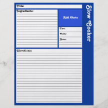 Página alineada de la receta (azul marino) tarjetas publicitarias