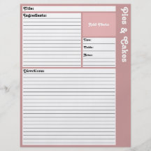Página alineada de la receta (de color de malva) tarjetas publicitarias
