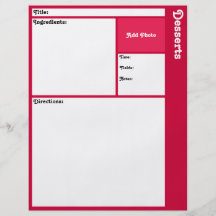 Página de la receta (magenta) tarjeta publicitaria